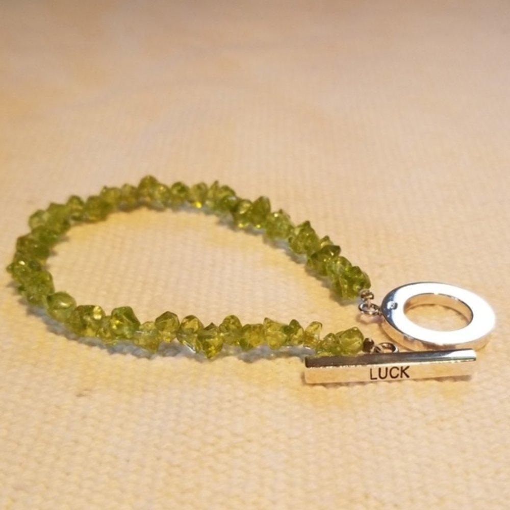 Sterling Silver Green Peridot Luck Toggle Bracelet RED ENVELOPE New in Box